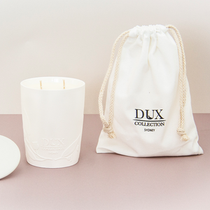 White Ceramic Candle White Canvas Bag White Ceramic Lid